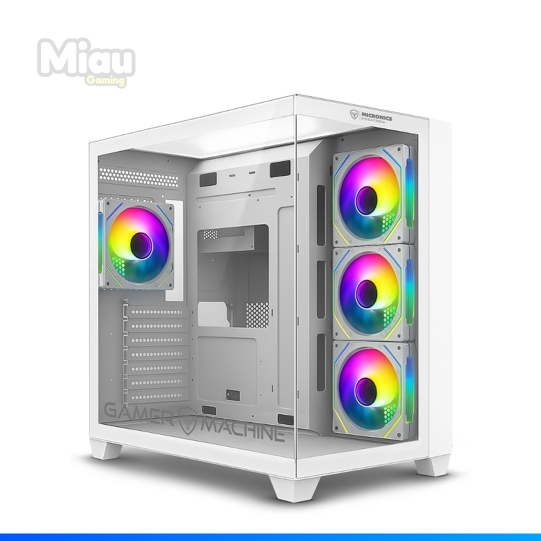 CASE GAMER, MICRONICS, GAMING ATX MEGATRON GFC1003 4FAN ARGB WHITE CASE MICRONICS MEGATRON GFC1003 4FANS ARGB WH - Imagen 1
